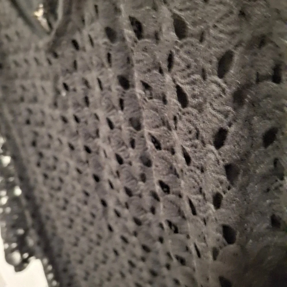 Naif Black Lace V Neck Crochet Bell‎ Sleeve A Line Dress Plus Size 1X